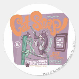 Tom and Jerry Cat Snap Classic Round Sticker