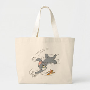 Tom and Jerry Chase Turn Large Tote Bag