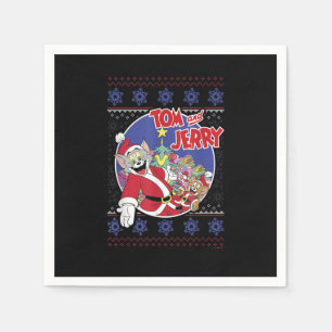 Tom And Jerry Classic Christmas Ugly Sweater_1 Napkin