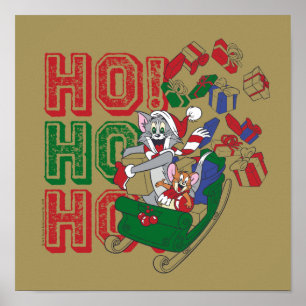 Tom and Jerry Delivering Gifts In A Sleigh Poster