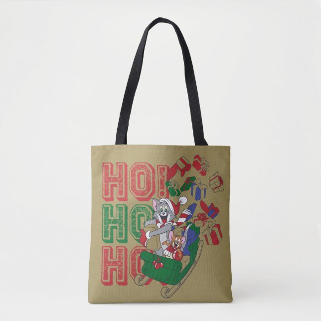 Tom and Jerry Delivering Gifts In A Sleigh Tote Bag (Front)