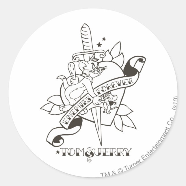 Tom and Jerry Enemies Forever 1 Classic Round Sticker (Front)