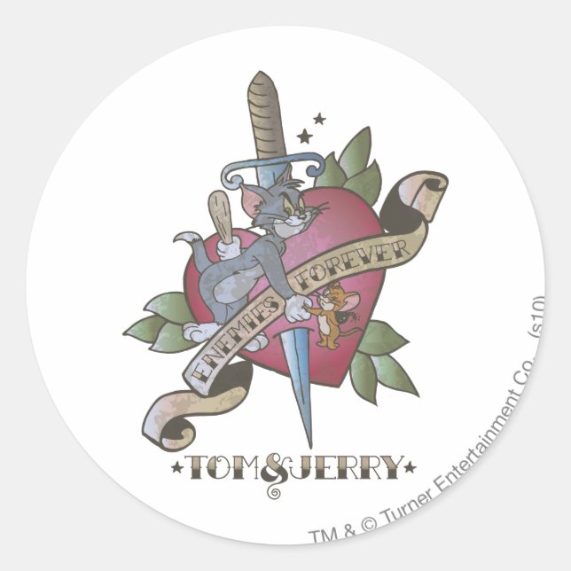 Tom and Jerry Enemies Forever 2 Classic Round Sticker (Front)