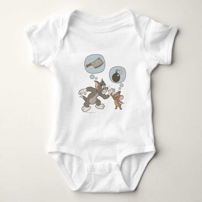 Tom and Jerry Evil Thoughts Baby Bodysuit (Front)