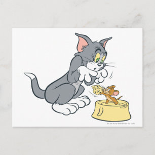 Tom and Jerry Feed The Cat Postcard