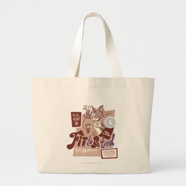 Tom and Jerry Fit To Be Tied Large Tote Bag (Front)