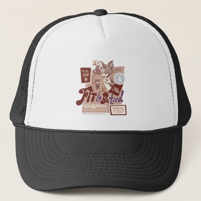 Tom and Jerry Fit To Be Tied Trucker Hat (Front)