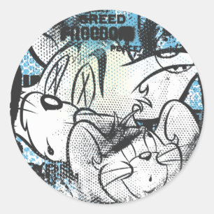 Tom and Jerry Grimey Classic Round Sticker