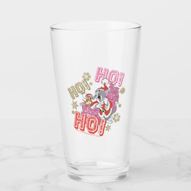 Tom and Jerry "Ho! Ho! Ho!" Santa Gift Delivery Glass (Front)