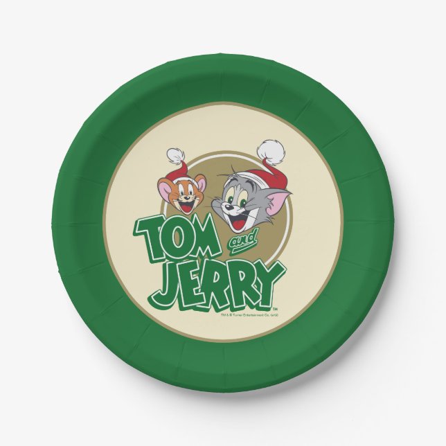 Tom and Jerry Holiday Logo Paper Plate (Front)