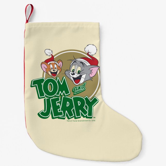 Tom and Jerry Holiday Logo Small Christmas Stocking (Front)