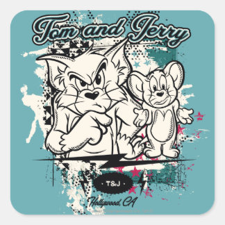 Tom and Jerry Hollywood CA Square Sticker