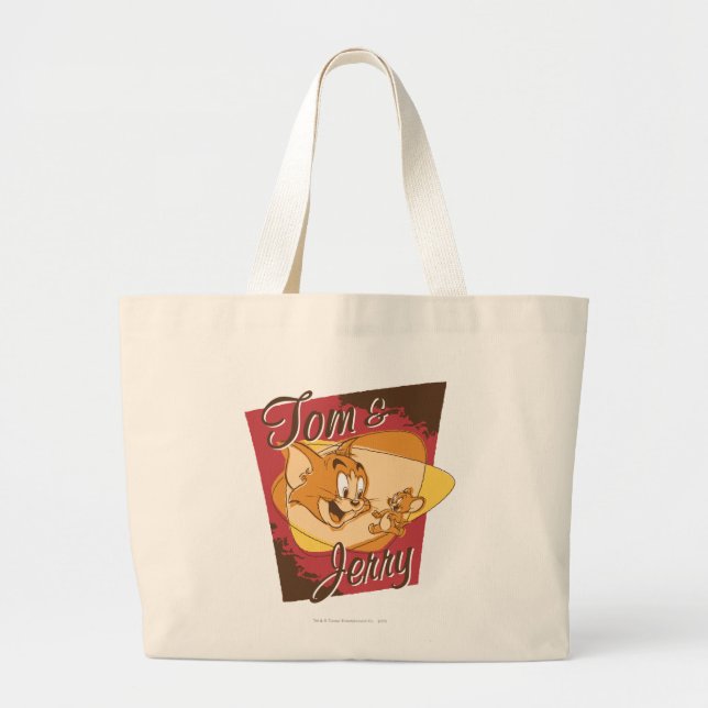 Tom and Jerry Logo 2 Large Tote Bag (Front)
