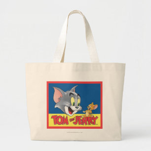 Tom And Jerry Logo Shaded Large Tote Bag