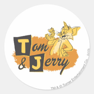 Tom and Jerry Mouse In Paw Logo Classic Round Sticker