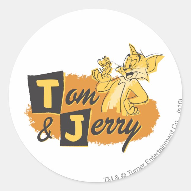 Tom and Jerry Mouse In Paw Logo Classic Round Sticker (Front)