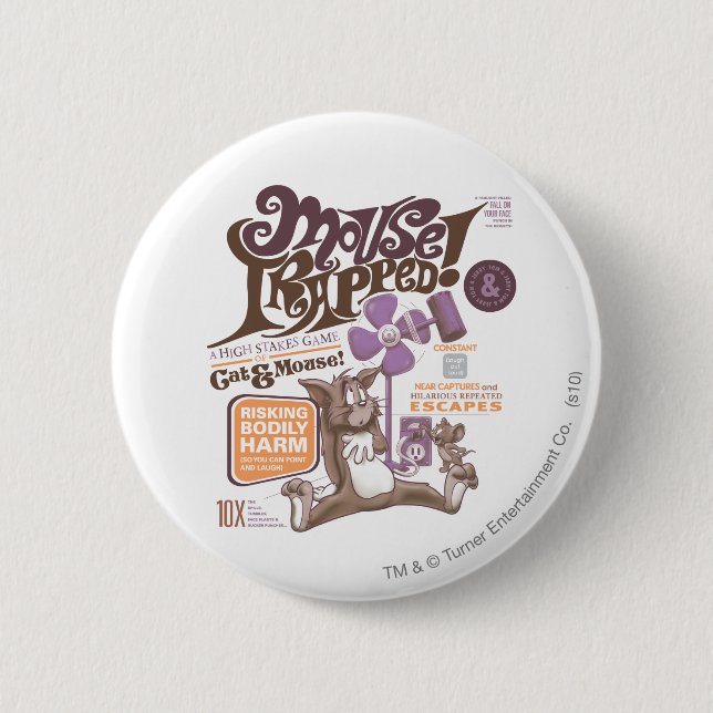 Tom and Jerry Mouse Trapped 6 Cm Round Badge (Front)