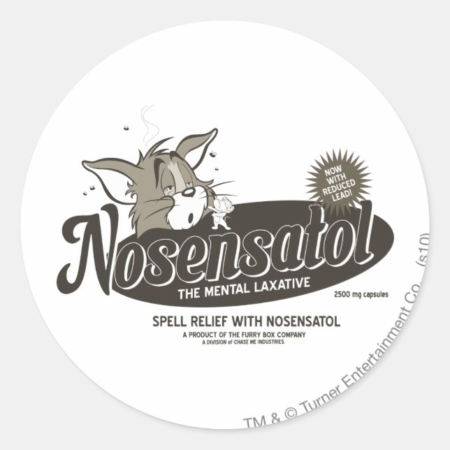 Tom and Jerry Nosensatol Classic Round Sticker (Front)