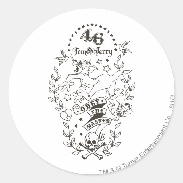 Tom and Jerry Obey The Master 1 Classic Round Sticker (Front)