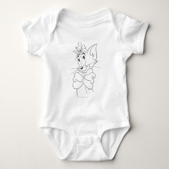 Tom and Jerry On Head Baby Bodysuit (Front)