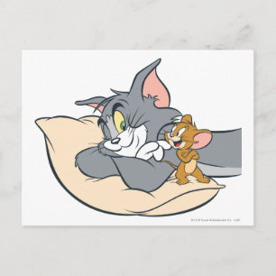 Tom and Jerry On Pillow Postcard