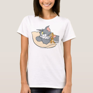 Tom and Jerry On Pillow T-Shirt