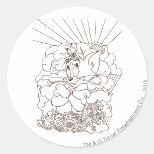 Tom and Jerry Outline Classic Round Sticker