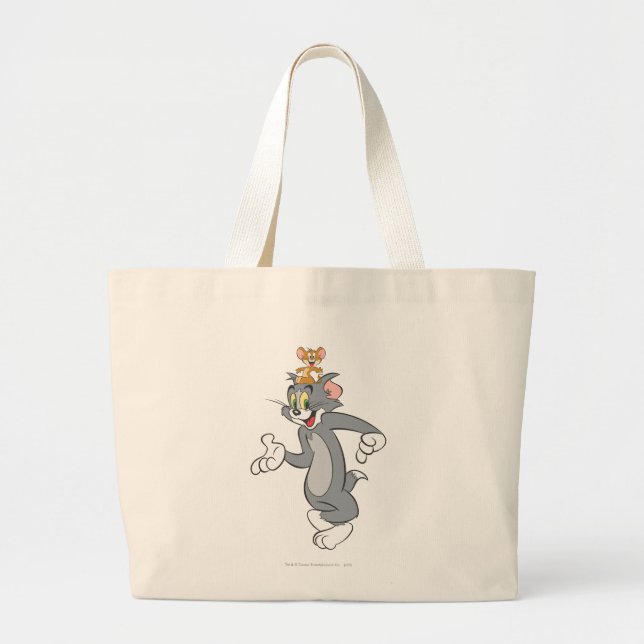 Tom and Jerry Pair Large Tote Bag (Front)