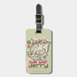 Tom and Jerry Pink and Green Luggage Tag