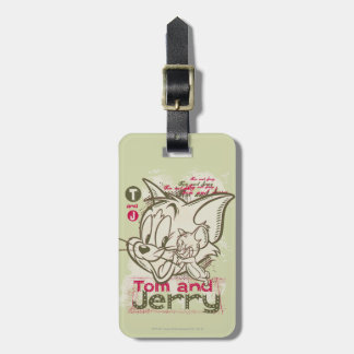 Tom and Jerry Pink and Green Luggage Tag