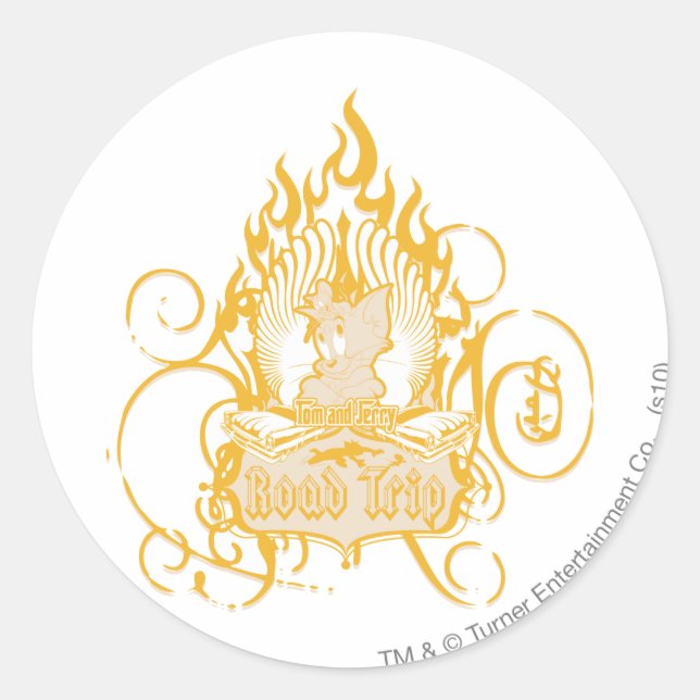 Tom and Jerry Road Trip Classic Round Sticker (Front)