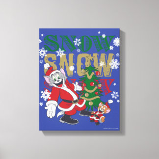 Tom and Jerry Santas By The Tree Canvas Print