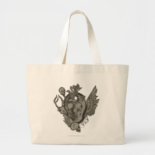 Tom and Jerry Skull Large Tote Bag