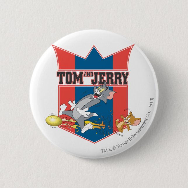 Tom and Jerry Soccer (Football) 7 6 Cm Round Badge (Front)