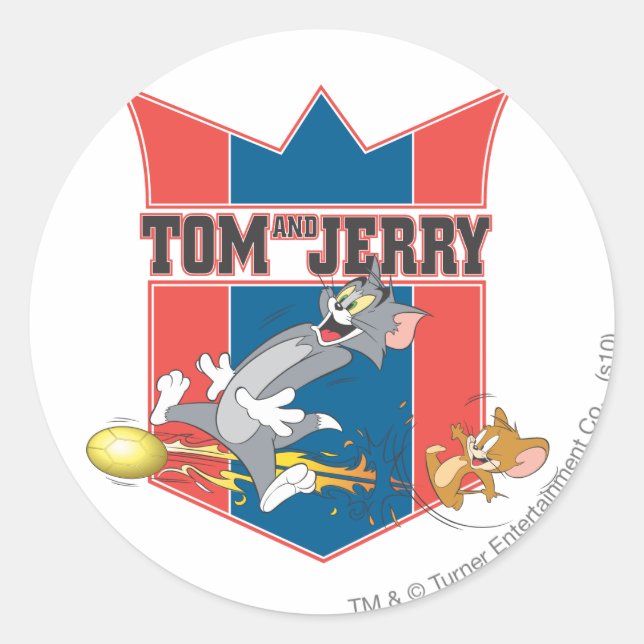 Tom and Jerry Soccer (Football) 7 Classic Round Sticker (Front)