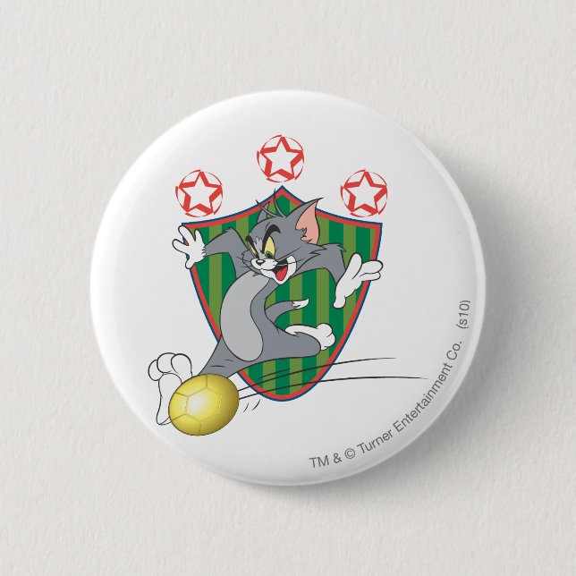 Tom and Jerry Soccer (Football) 9 6 Cm Round Badge (Front)