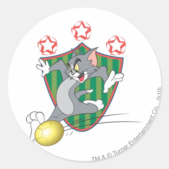 Tom and Jerry Soccer (Football) 9 Classic Round Sticker (Front)