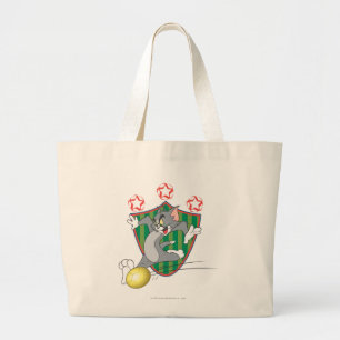 Tom and Jerry Soccer (Football) 9 Large Tote Bag