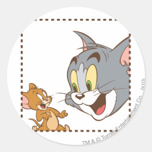 Tom and Jerry Stamp Classic Round Sticker