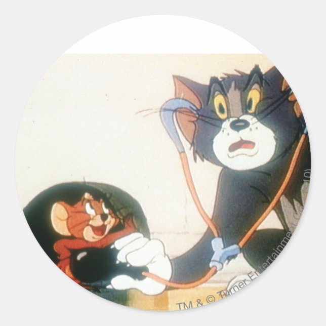 Tom And Jerry Stethescope Classic Round Sticker (Front)