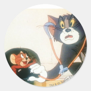 Tom And Jerry Stethescope Classic Round Sticker