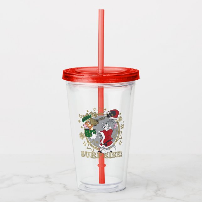 Tom and Jerry Surprise Gift Acrylic Tumbler (Front)