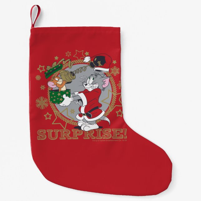Tom and Jerry Surprise Gift Small Christmas Stocking (Front)