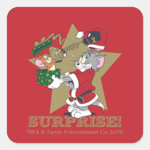 Tom and Jerry Surprise Gift Square Sticker