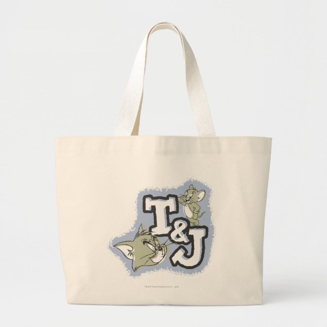 Tom and Jerry T&J Logo Large Tote Bag (Front)