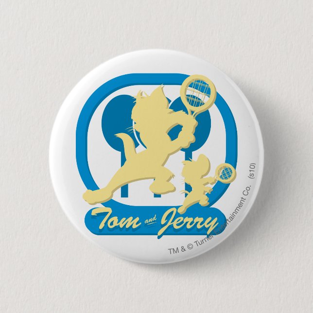 Tom and Jerry Tennis Stars 3 6 Cm Round Badge (Front)