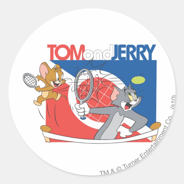 Tom and Jerry Tennis Stars 4 Classic Round Sticker (Front)