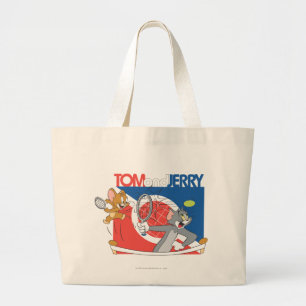 Tom and Jerry Tennis Stars 4 Large Tote Bag