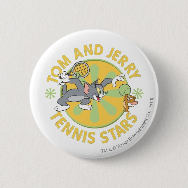 Tom and Jerry Tennis Stars 5 6 Cm Round Badge (Front)