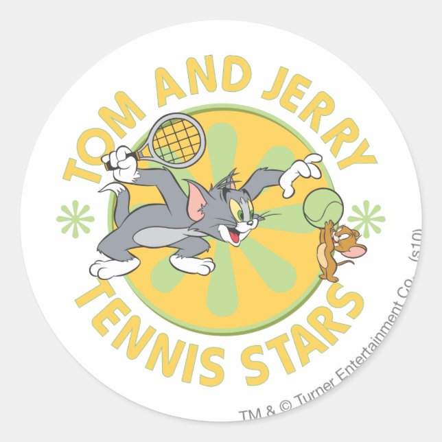 Tom and Jerry Tennis Stars 5 Classic Round Sticker (Front)